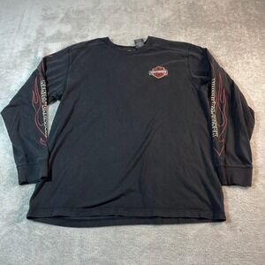 Vtg Harley Davidson Sweatshirt Men's XL Black Flame Long Sleeve Graphic Tee Moto